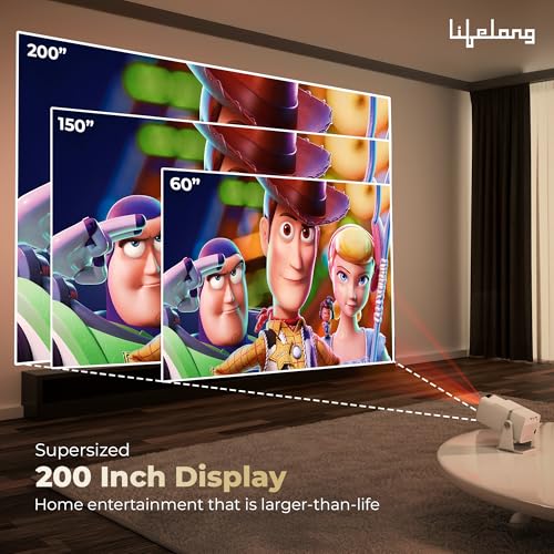 Image of Lifelong Electronics Lightbeam X Smart Projector | Android, 1080P & 4K Ultra HD Support, 2X 3500 Lumens, 720p Native | For Room & Outdoors | All OTT Apps | WiFi /BT,Mirroring,USB,ARC,HDMI,180,Speakers