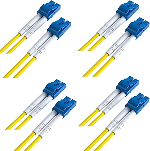 Paquete de 4 cables de conexión de fibra LC a LC de 0,5 m, OS1/OS2 cables de fibra óptica dúplex de modo único 9/125 (LSZH) para transceptor SFP de 10 Gb/Gigabit Cover