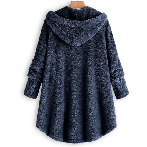 Oversized Warm Winter Coats Women Faux Fur Sherpa Jacket Fuzzy Fleece Pullover Hoodie Button Down Outerwear Coat Plus3