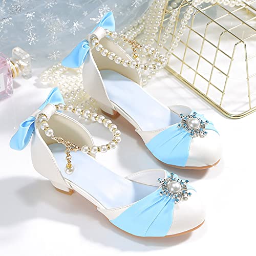 Girls Mary Jane Princess Dress Shoes Stain Pearl Bowknot Back Strap Sandals High Heel Wedding Birthday Party Shoes2
