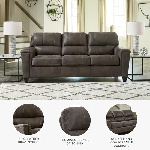 Image of Signature Design by Ashley Navi Faux Leather Modern Sofa, Gray