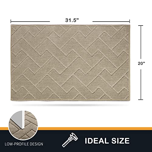 PURRUGS Dirt Trapping Door Mat 20" x 31.5", Non-Slip Machine Washable Entry Rug, Shoe Scraper, Dog Doormat, Super Absorbent Welcome Mat for Front & Back Door, Muddy Wet Shoes & Paws, Taupe