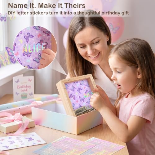 Image of ICOSY Piggy Bank for Kids, Wooden Framed Coin Bank