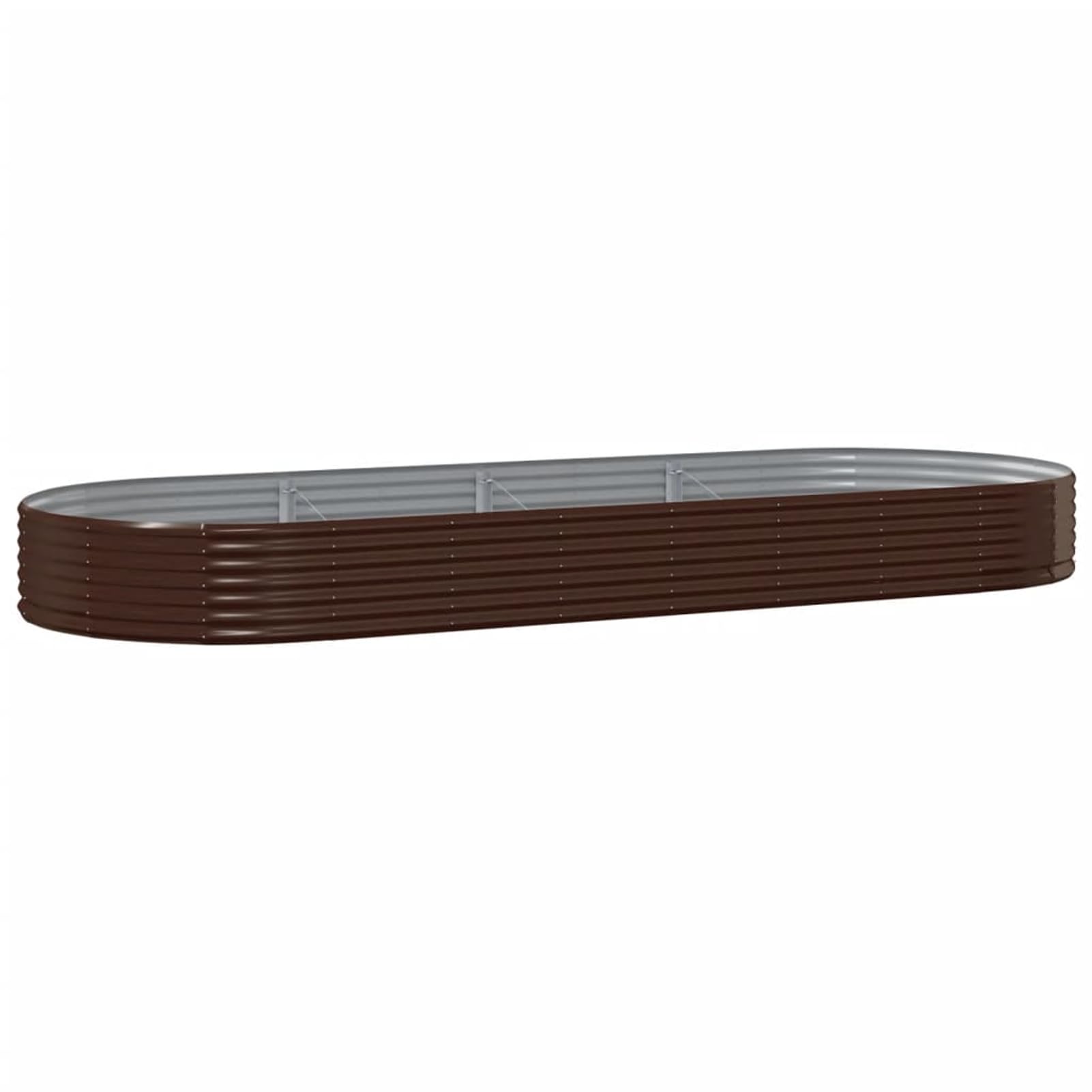Gecheer Letto Rialzato per Giardino, Fioriera da Esterno in Acciaio Zincato 373x140x36 cm Marrone Forma Ovale, per Balcone Patio e Orto