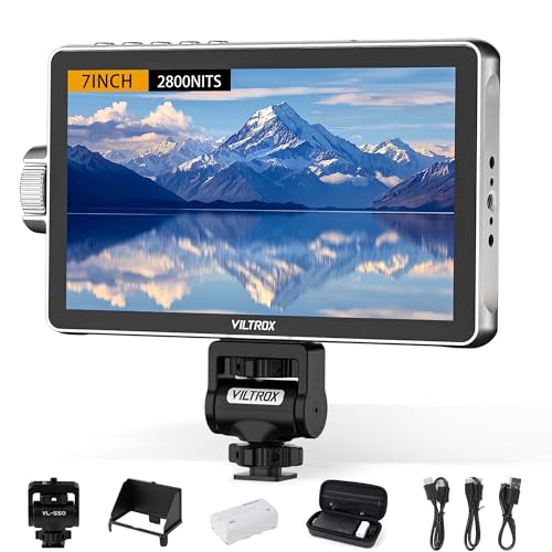 Image of VILTROX 7'' Camera Field Monitor 2800 Nits Touchscreen Camera Monitor, Full HD 1920x1080 Video Monitoring, 3D Lut, RGB Parade with Sunshade Hood and Battery for Sony Canon Nikon (DC-A1)
