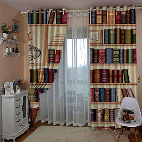 Rideaux occultants à oeillets imprimé bibliothèque 132x160 cm