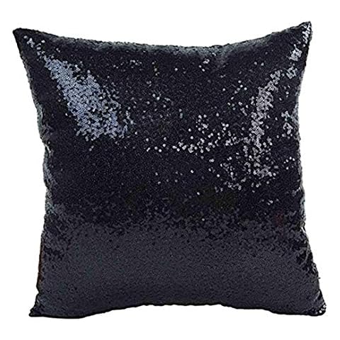 Aremazing Solid Color Glitter Sequins Home Office Decorative Pillowcase Throw Pillow Cushion Cover 16 x 16 Inches (Black) Cover