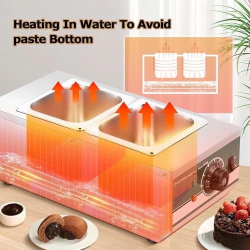 Macchina di tempera del cioccolato 1200W - Temperatura regolabile 30℃~85℃, fonditore commerciale per cioccolata calda per il riscaldamento e la fusione di cioccolato, latte, panna, zuppa
