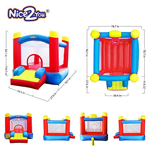 Nice2you Bounce House Indoor Outdoor Kid Party Jump Castle Inflatable Bouncer (Red)