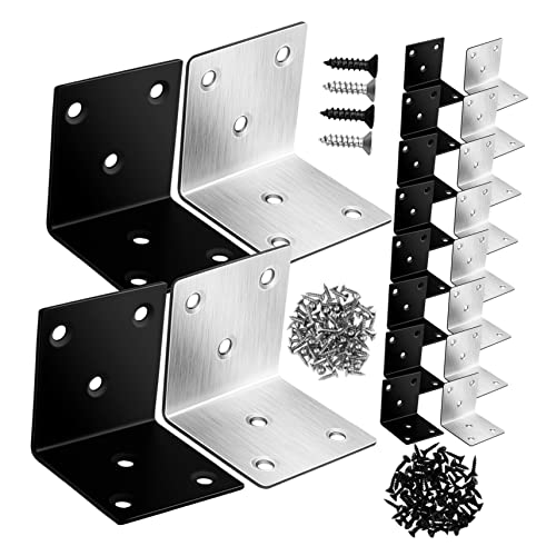 KICHOUSE 1 Set Metal Corner Brackets Black Brackets for Raised Bed Screws Small Corner for Wood Furniture