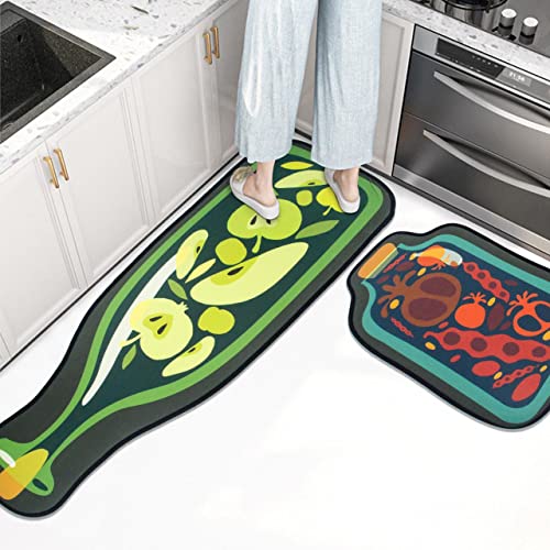 Image of HomeCloud Rubber 6mm Fruit Printed Thick Anti Slip, Washable, Big Size, Printed, Designer Folding Kitchen Mat for Floor Home Bedroom -, Standard Size (40 x 120 cm 40 x 60 cm)