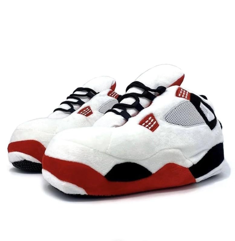 Stardust Fluffy Warm Home Shoes for Men and Women, Plush Slippers Comfy Kicks Winter Warm Fleece Lined Sneakers with Anti-skid Rubber Sole (HS, White, Home Shoes)