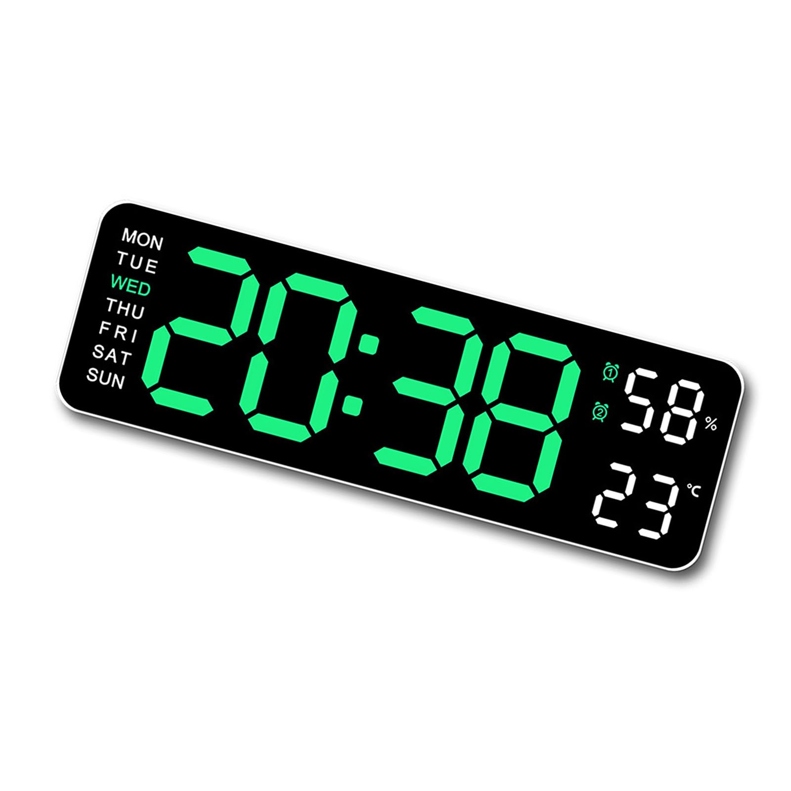HZBB Multifunctional Electronic LED Desk Clock with Time Week Temperature Display 2 Alarms 12/24 Hour Format Snooze Function Brightness Clock