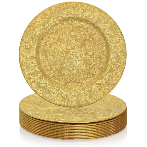 ZOOFOX 12 Pack Gold Charger Plates, 13