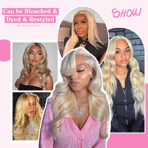 Image of Platinum Blonde Wig Human Hair Body Wave Ash Blonde Wig 28Inch 180% Density