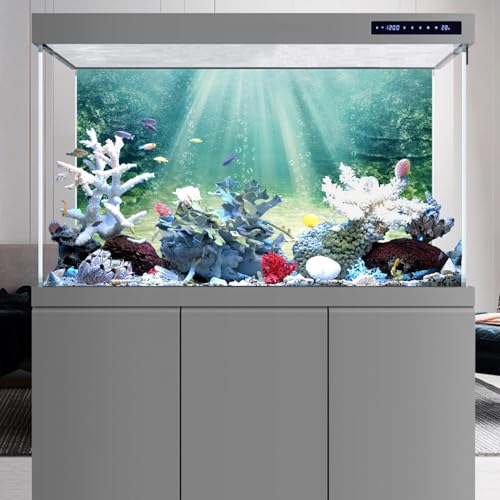 Image of 30x12 inches Aquarium Backdrop Underwater Ocean Floor Fish Tank Background | AWERT Aquatic Plant Bubble Terrarium Background