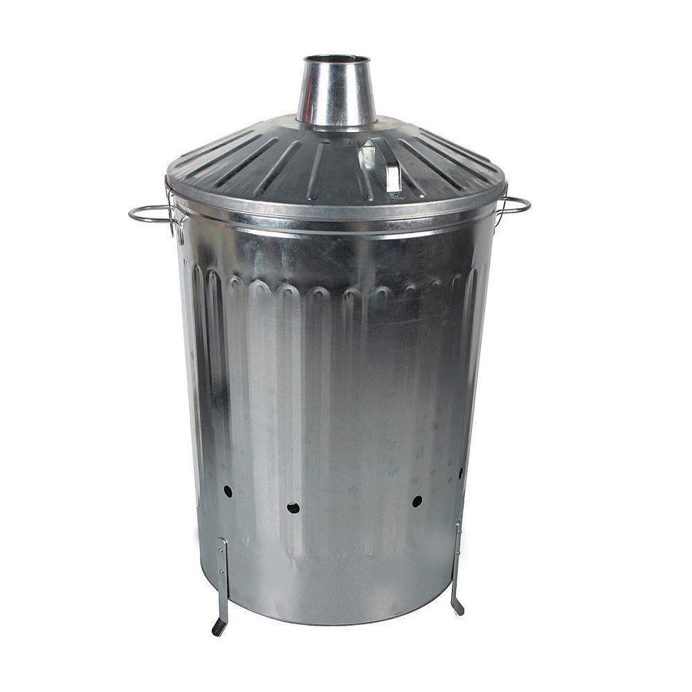 VTL® Garden Incinerator Bin Burner Galvanised Leaves Wood Rubbish Fire Pit - 90 Litre