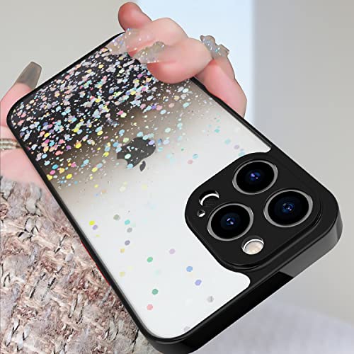 Image of DIZORO Compatible with iPhone 14 Pro Max Case 6.7 inch, Non Moving Glitter Cover for Girls & Women Soft TPU Shockproof Anti Scratch Drop Protection Cover|Black