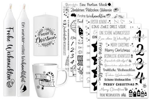 6 PCS Kerzentattoos Weihnachten, Wasserschiebefolie Kerzen Tattoo...