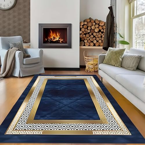 Tapete decorativo interior 3x4ft diseño geométrico azul miniatura 4