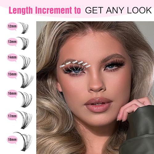 Image of Pawotence Lash Extension Kit DIY 40D 12-18mm Individual Lashes Clusters Kit 280pcs Cluster Eyelash Extensions Kit with Lash Bond and Seal, Tweezers for Self Application (Long 40D, 12-18mm, Kit)