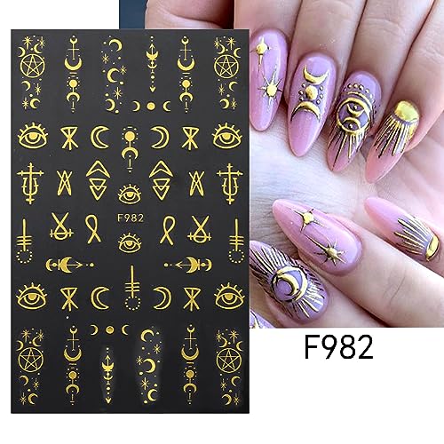 Tyuimhx TYUIMHX-471 8Sheets Gold Plastic Nail Art Stickers Decals thumb #1