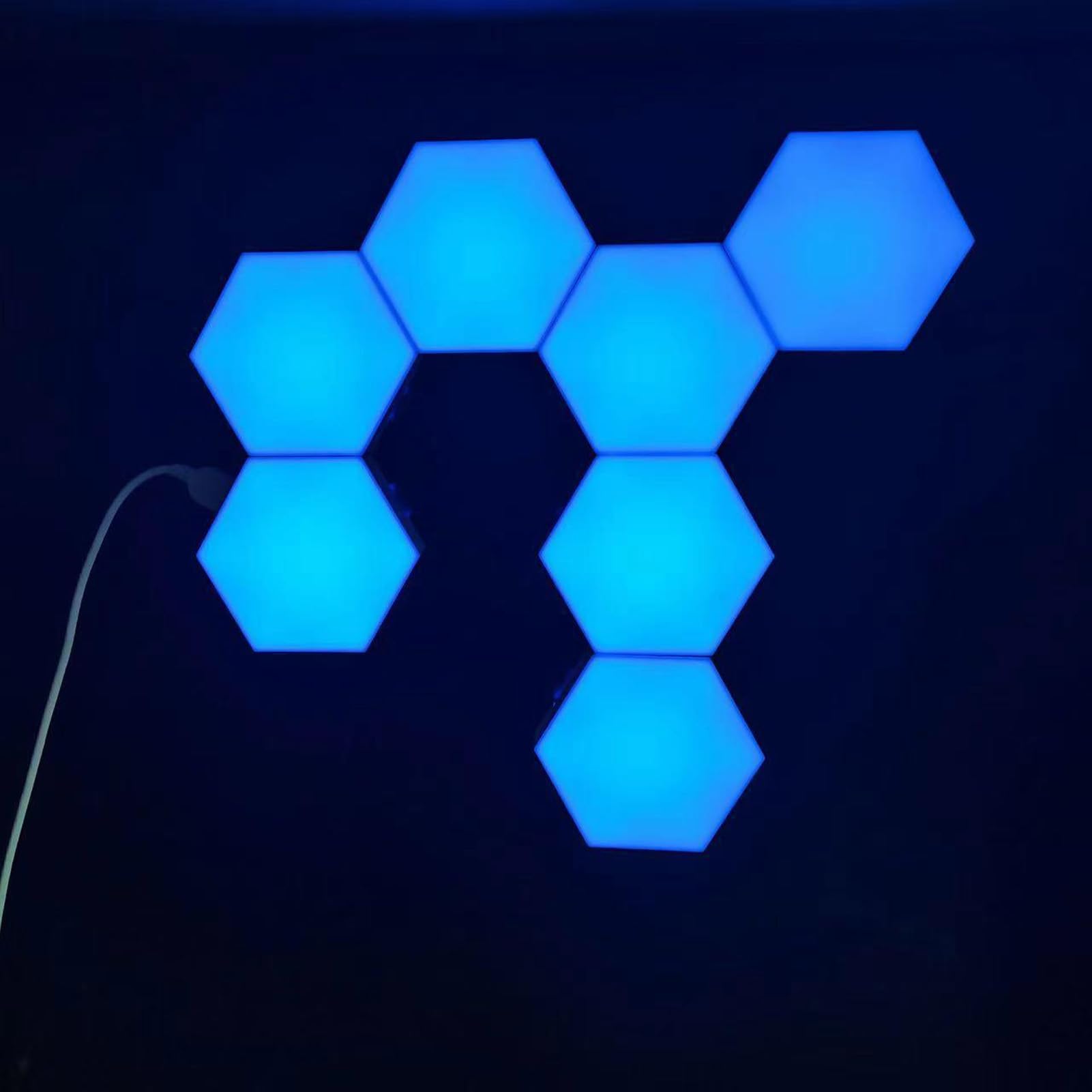 Bewinner Lot de 6 Panneaux D'éclairage Muraux Hexagonaux, Lumières Modulaires LED Hexagonales RVB Smart APP, Panneaux Modulaires Intelligents, Carreaux Hexagonaux, Formes D'extension Push