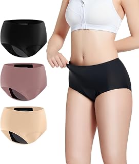 Carer Incontinence Underwear for Women, 150ml Super Absorbent, 3 Pack, S | Washable Bladder Leak Proof Underwear for Women, Urine Absorbent Protective Panties, No Side Leakage, Black/Beige/Dusty Rose