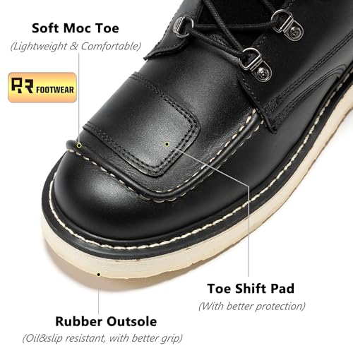 Image of ROCKROOSTER Magnolia 6 inch Side-Zipper Wedge Boots for Men, Lightweight Soft Moc Toe Motorcycle Boots SAP309-Brown, SAP309BK-Black, SAP310-Black