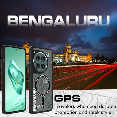 Image of KAPAVER Mag-X Back Cover Case Compatible with OnePlus 12 5G (PC+TPU) (GPS Bengaluru), Grey