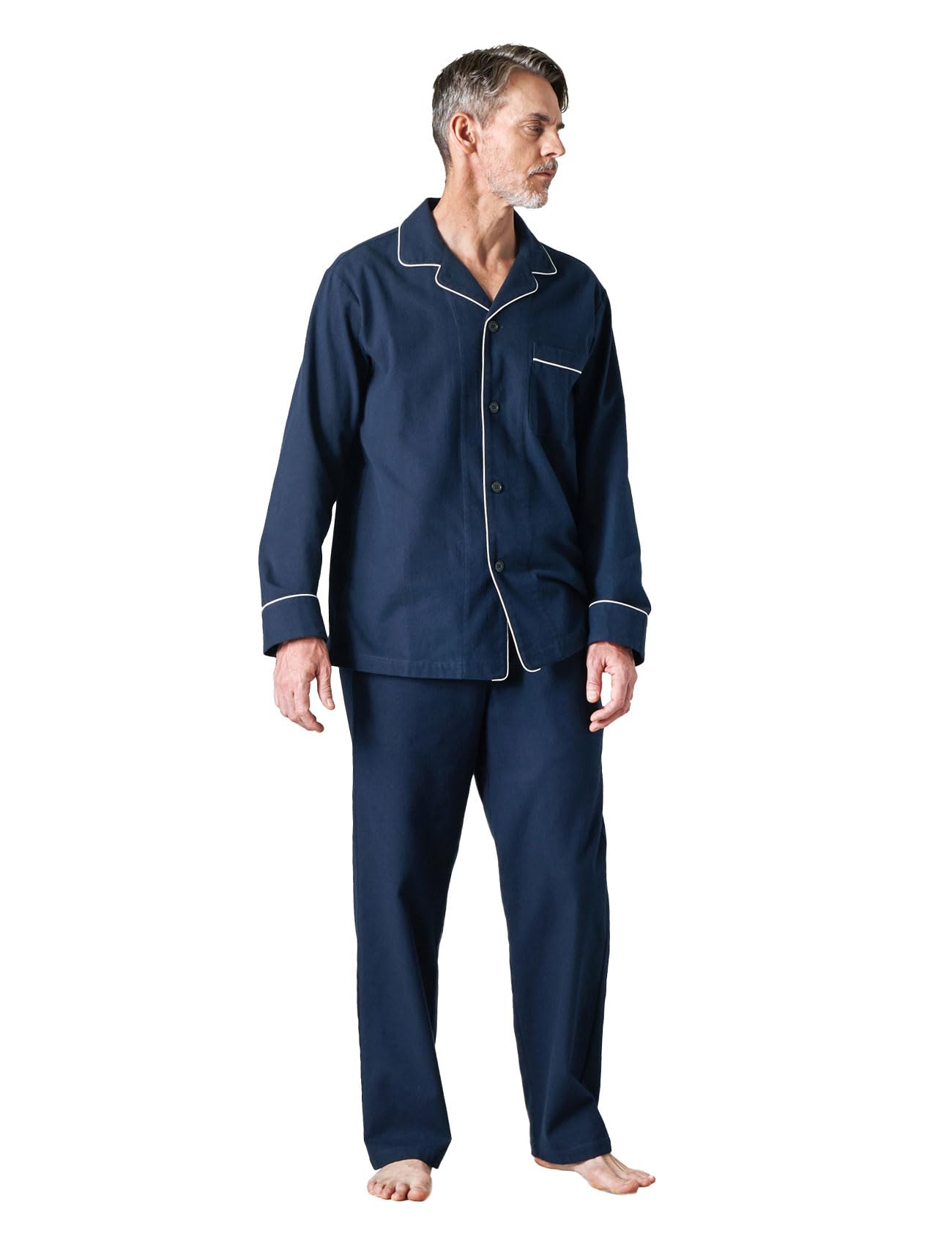 LAPASA 100% Cotone Flanella Completo Pigiama da Uomo a Quadri con Tasche e Coulisse, Set Maglia & Pantaloni M95