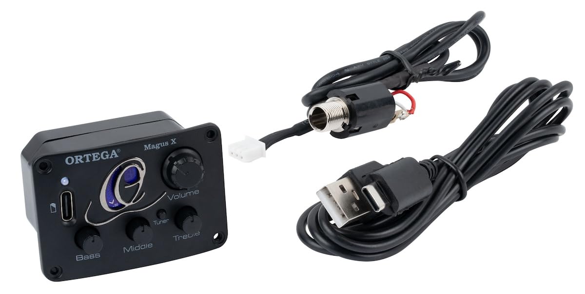 Ortega Guitars Pickupsystem Guitar Accessory - Rechargeable Pickup System for Acoustic and Classical Guitars - Black (MAGUSX/G)