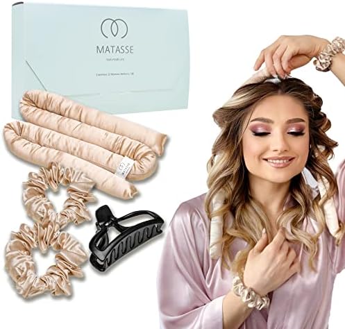 Silk Heatless Hair Curler Set - 6A Grade, 22 Momme Mulberry Silk Heatless Curlers - Heatless Curling Rod Headband - No Heat Curlers for Damage-Free Hair - Easy to Use Heatless Curls for Long Hair