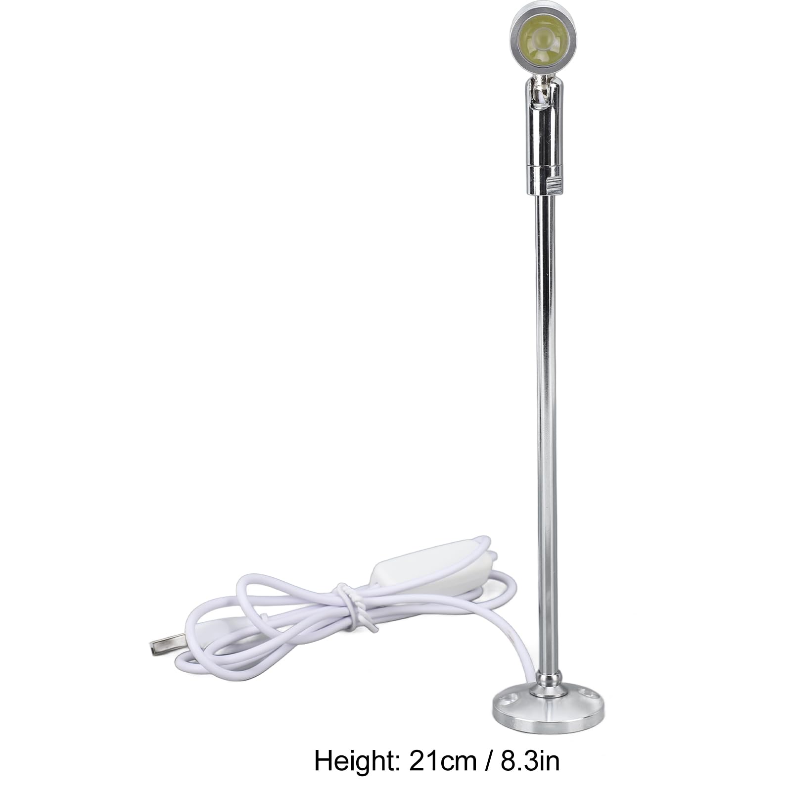 Standing Cabinet Spotlight, 21cm 5V LED Jewelry Display Spotlight USB Powered Aluminium MiniSpotlight Lamp for Arts Painting (Warm Light)