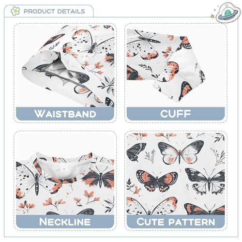 JUNZAN Aesthetic Butterfly White Little Boys Pullover Hoodie Fleece Sweatshirt With Hoodie Camping 4T3