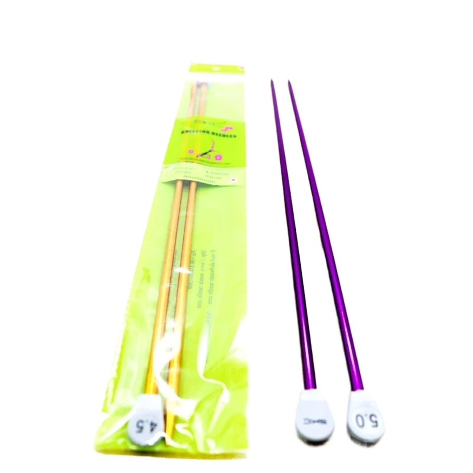 Knitting Needles 35cm Knitting Needles 2Pcs Aluminum Straight Crochet Hooks Single Head(4mm)