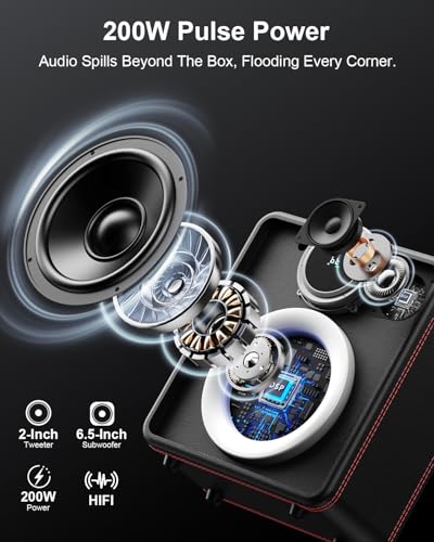Image of JYX Karaoke Machine with 2 Wireless Microphones, Bluetooth Party Speaker | Powerful Bass & Clear Vocals for Karaoke, 24H Portable Entertainment, Rhythm-Synced LED Party Lights, Classic Premium Finish