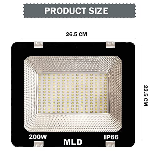 Image of MLD Ultra Thin Slim led Flood Light 200 Watts Ip66 focus Cool White (200w,Colour-White)-Pack of 3