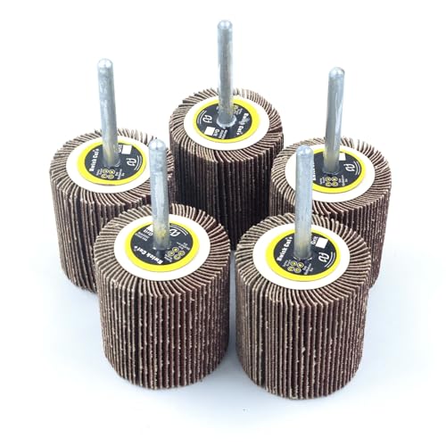 Spindle Mop Wheel 50mm x 50mm x 6mm 5pcs 120 Grit – Flap Wheel | Grinding Wheel for Metal, Wood, Rust & Paint Removal | Drilling & Deburring Tool | Polish Wheel | Metal Wood Working