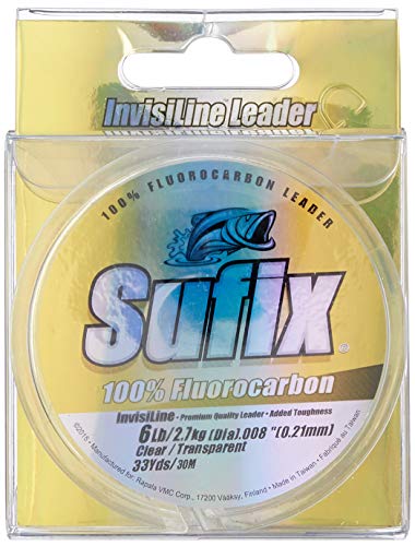 Sufix Invisiline Fluorocarbon Leader 33-Yards Leader Wheel Fishing Line (Clear, 12-Pound)