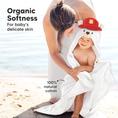 Image of KeaBabies Organic Baby Towel with Hood for Girls, Boys, Soft (Parker) | Absorbent 100% Cotton Hooded Baby Towels for Newborns, Infants, Large Hooded Bath Towels for Babies, Kids, Toddler 1-3