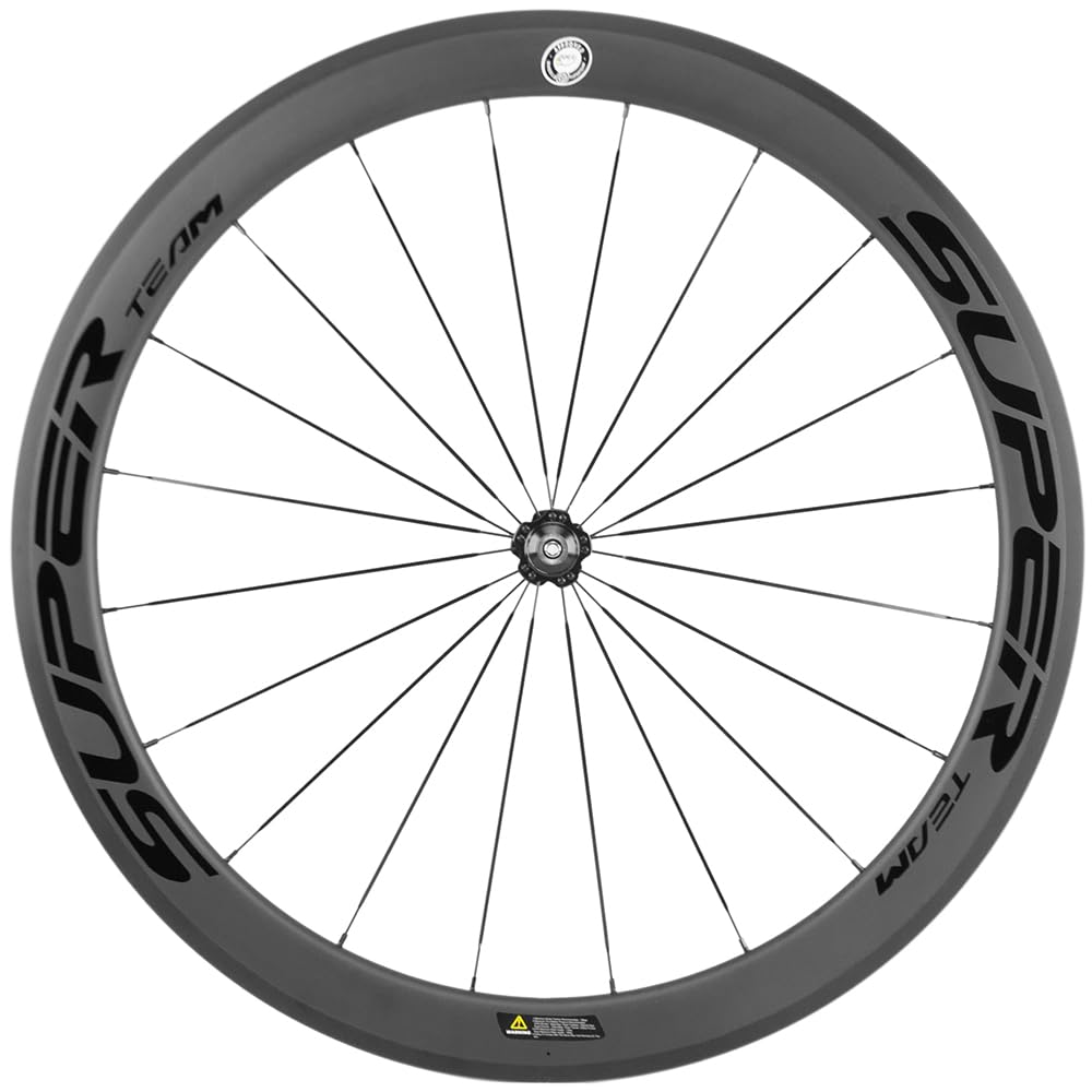【美品・新品タイヤおまけ！】カーボンエアロホイール SUPER TEAM製 Amazon | Superteam 50/25mm チューブレスホイールセット 700c