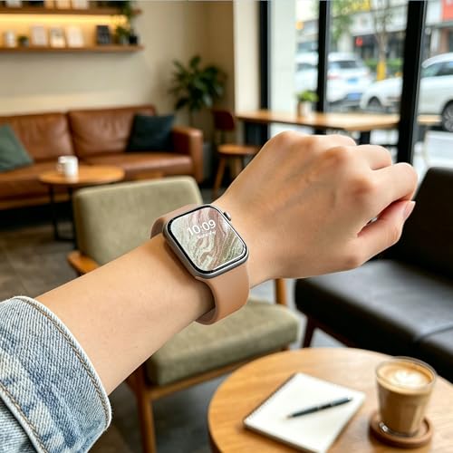 Image of Sport Bands Compatible with Apple Watch Band Women Men 40mm 38mm 41mm 42mm 44mm 45mm 46mm 49mm ,Soft Wristband Waterproof Replacement Strap for iWatch Bands Series 11 10 9 8 7 6 5 4 3 2 1 SE Ultra Milk Tea