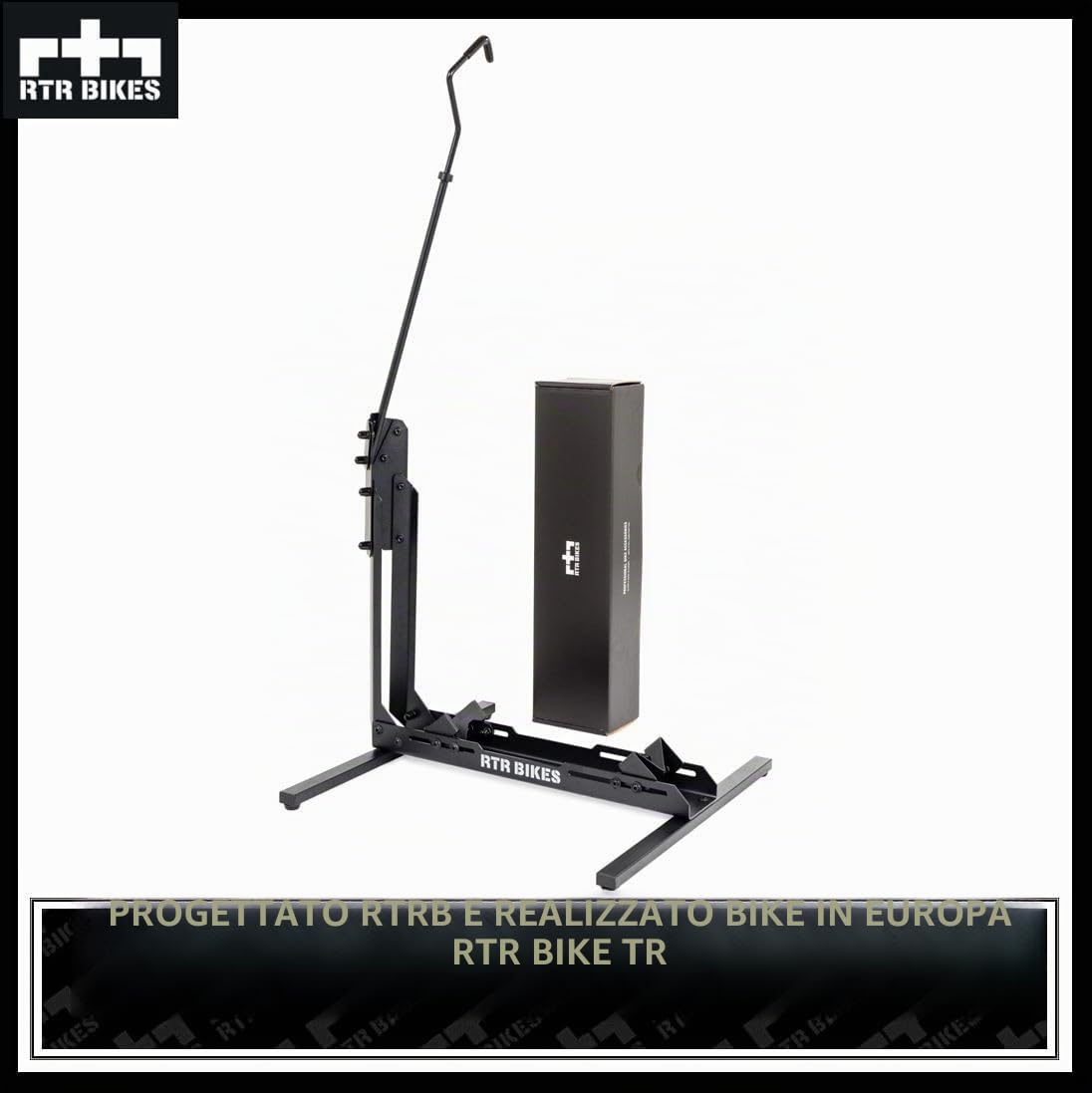 RTR BIKES Brutus Up Cavalletto Bici Verticale e Orizzontale – Supporto Pavimento Salvaspazio per E-Bike e MTB fino a 30kg – Ruote 24-29" e Gomme 3,5" – Made in EU