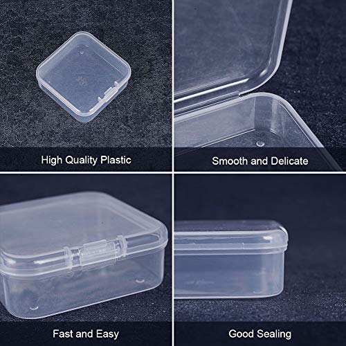 Image of BENECREAT 27 Pack Mixed Size Rectangle Mini Clear Plastic Bead Storage Containers Box Case with lid for Items,Pills,Herbs,Tiny Bead,Jewerlry Findings, and Other Small Items
