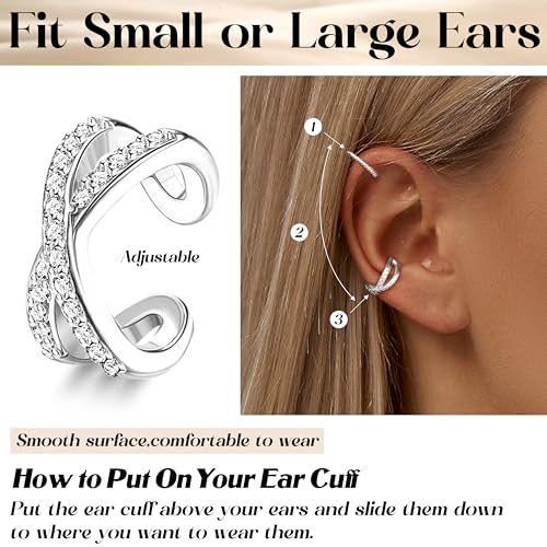 FUNRUN JEWELRY 12Pcs Ear Cuff Earrings for Women Non Piercing 14K Gold Plated Ear Cuffs Non Pierced Clip on Cartilage Earring Adjustable Fake Earrings2