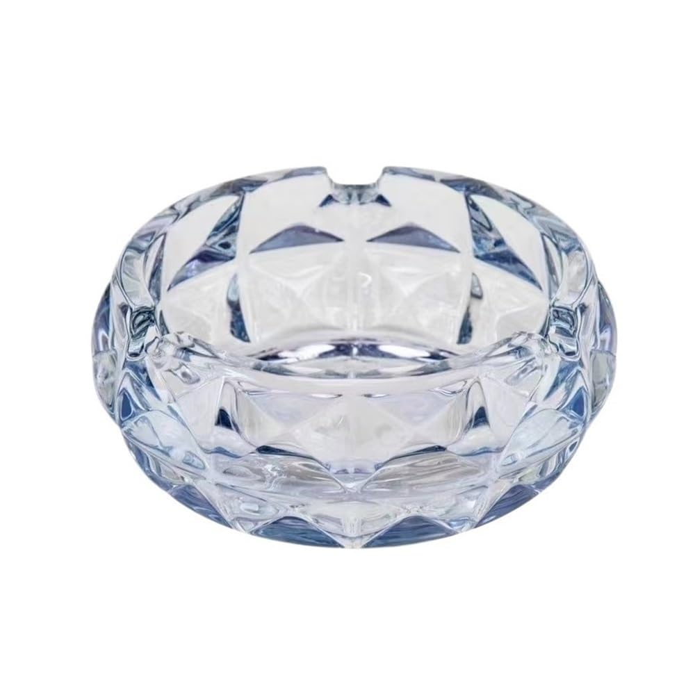 Desk Decor Ashtray Made Of Glass for Living Room Office Desktop Blue Transparent Office(Small)