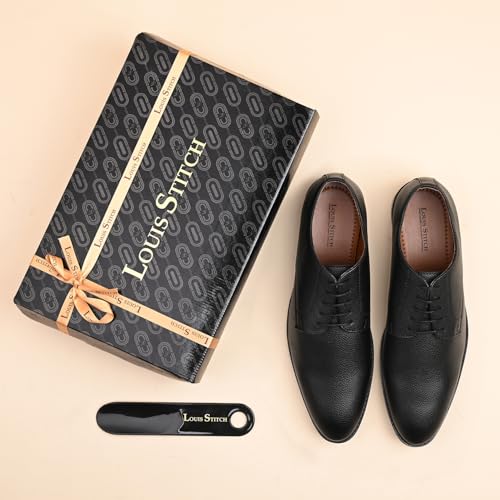 Image of LOUIS STITCH Men's Formal Lace-up Oxford Shoes for Men | Solid Design | Ideal for Formal, Business Casual, and Parties (LSRG OX)