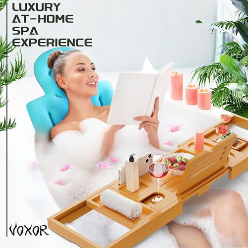 Full Body Bath Pillow for Bathtub Plus Size, Bath Pillows for Tub with Mesh Laundry Bag & Non-Slip Suction Cups, 3D Air Mesh & Quick Drying Ocean Blue