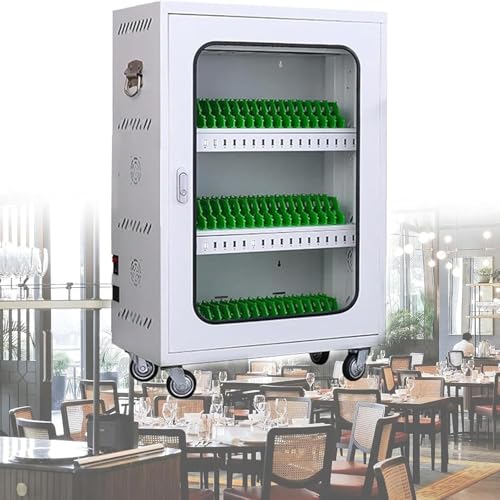 Armadietto Portatile per la Ricarica di cellulari, Stazione di Ricarica USB da 6 a 60 Slot e Carrello portaoggetti, Organizer per cellulari Ricaricabili per Eventi, uffici e scuole, 20 Slot